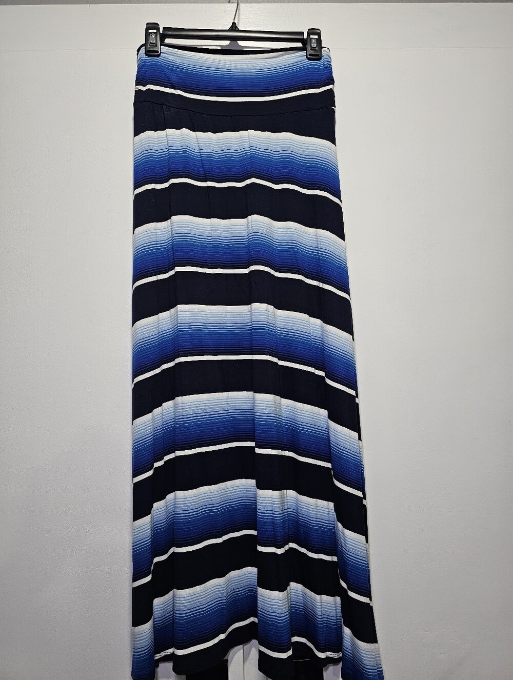 Merona Blue, Black and White Striped Maxi Skirt, Small